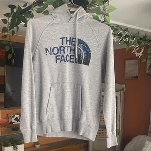 The North Face Heather Gray Hoodie with Navy Logo